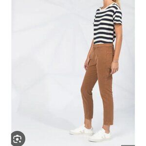 Nili Lotan Pants Womens 4 Brown Chino Twill Slim Fit Cropped Ankle Made in USA